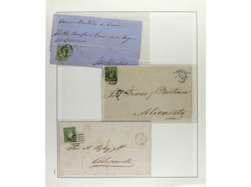 ° ✉ Δ CUBA. 1855-57. ISABEL II. Colección en hojas de álbum 