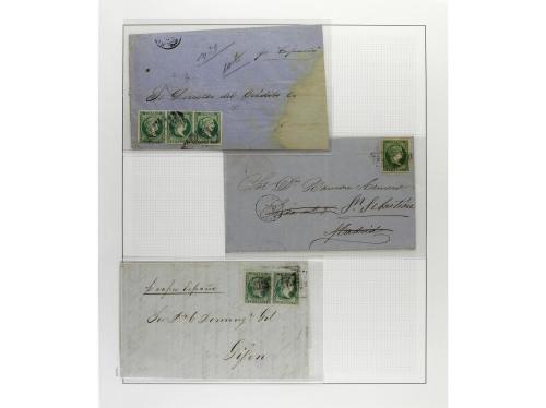 ° ✉ Δ CUBA. 1855-57. ISABEL II. Colección en hojas de álbum 