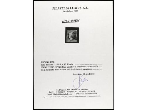 º ESPAÑA. Ed. 13. 12 cuartos lila. LUJO. Dictamen LLACH. Cat