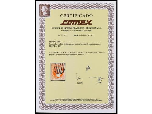 ° ESPAÑA. Ed. 19. 2 reales bermellón. Leve punto reparado. M