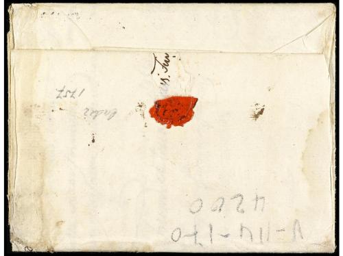 ✉ ESPAÑA: PREFILATELIA. 1757. CADIZ a MARSELLA. Marca ANDALU