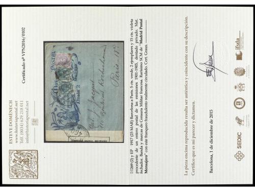 ✉ ESPAÑA. Ed. 269 (2). 1971. BARCELONA a PARIS. 5 cts. verde