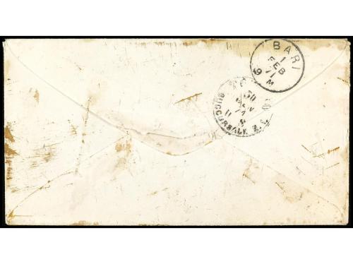 ✉ ESPAÑA. Ed. 107, 109. 1871. MANRESA a BARI (Italia). 50 mi