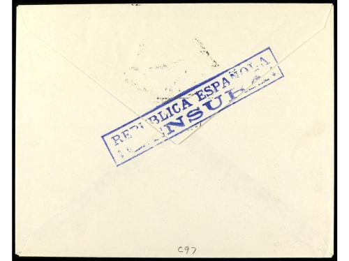 ✉ ESPAÑA. Ed. 765. 1938. Aéreo + 5 pts. multicolor en sobre 