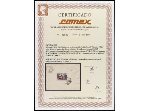 ✉ ESPAÑA. Ed. 766. HB. Aéreo + 5 pts. multicolor en sobre ma