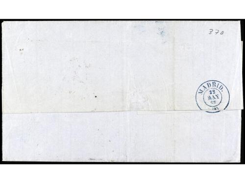 ✉ ESPAÑA. Ed. 73. 1865. MOGUER a LONDRES. 2 reales lila, mat