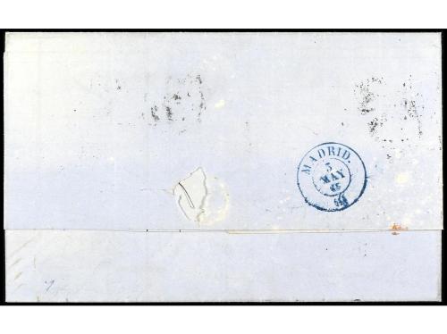 ✉ ESPAÑA. Ed. 73c (2). 1865. JEREZ a LONDRES. 2 reales gris 