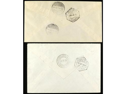 ✉ ESPAÑA. Ed. 528, 529, 512, 514. 1930. SEVILLA a MONTEVIDEO