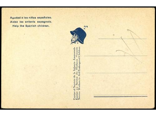 ✉ ESPAÑA GUERRA CIVIL. Tarjeta Postal ilustrada LA GUERRA DE