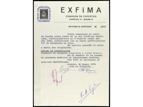 ✉ ESPAÑA. Ed. 1. 1850. SALAMANCA a MADRID. 6 cuartos negro, 