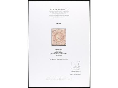 ° ESPAÑA. Ed. 54F. 19 cuartos castaño. FALSO SPERATI. Dictam