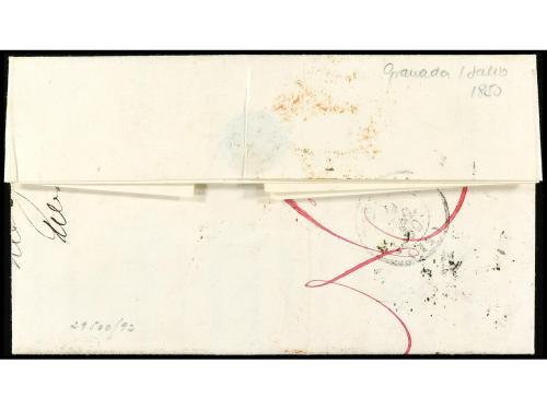 ✉ ESPAÑA. Ed. 1A. 1850. GRANADA a MARSELLA (Francia). 6 cuar
