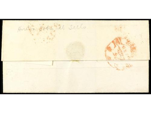 ✉ ESPAÑA. Ed. 1. 1850. HUELVA a CADIZ. 6 cuartos negro, mat.