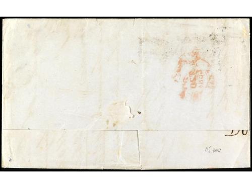 ✉ ESPAÑA. Ed. 17. 1853. MÁLAGA a CÁDIZ. 6 cuartos rosa, pare