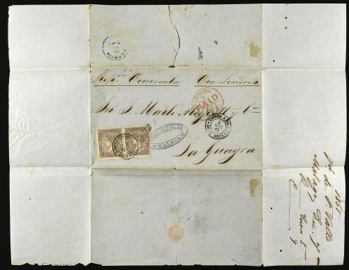✉ ESPAÑA. Ed. 79. 1865. MÁLAGA a LA GUAYRA (Venezuela). 2 re