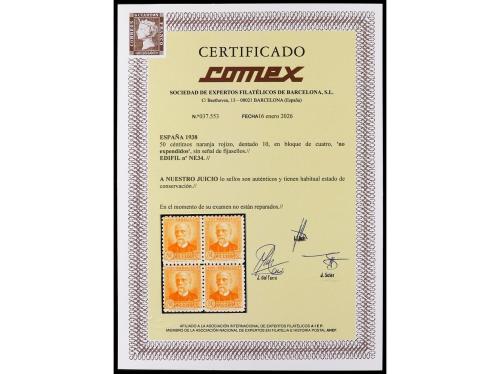 ** ESPAÑA. Ed. NE 34. 50 cts. naranja rojizo NO EXPENDIDO en