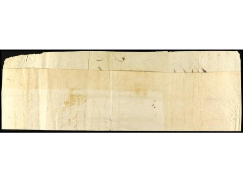 ✉ ESPAÑA. Ed. 36 (3) y 38 (2). 1862. Gran fragmento de plica