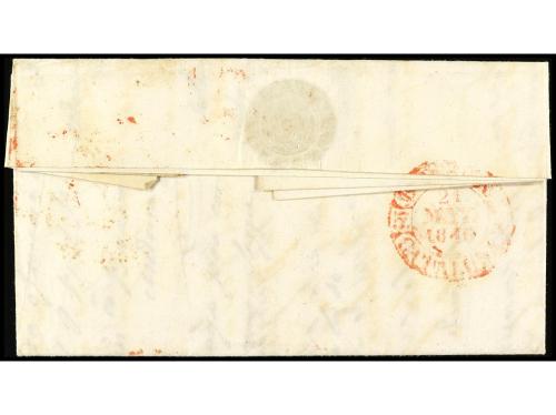 ✉ ESPAÑA: PREFILATELIA. 1846. ADRA. BARCELONA. Fechador ADRA