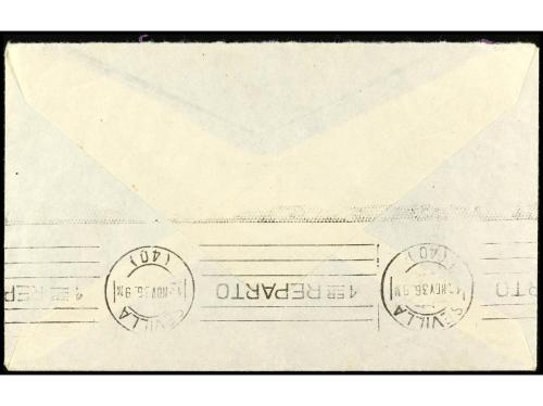 ✉ ESPAÑA. 1936. ALORA (Málaga) a SEVILLA. 30 cts. azul mat. 