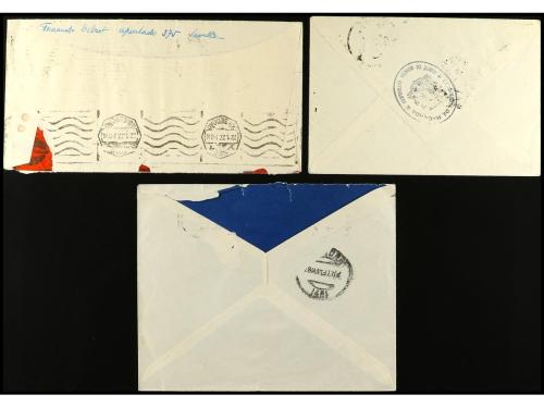 ✉ ESPAÑA. 1936-37. JUNTA DE DEFENSA. Conjunto de 3 cartas co