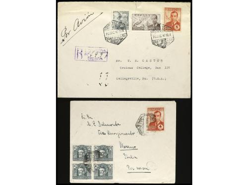 ✉ ESPAÑA. Ed. 991. 1946-7. 5 cartas circuladas con el sello 