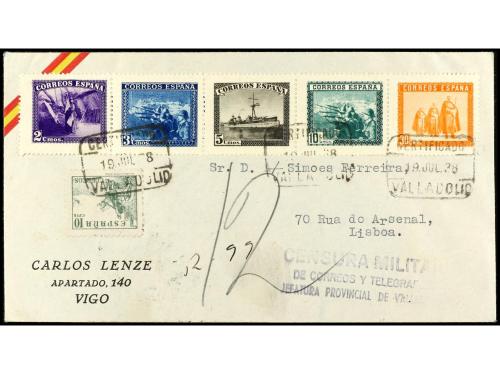 ✉ ESPAÑA. Ed. SH 849. 1938. VALLADOLID a LISBOA. Serie compl