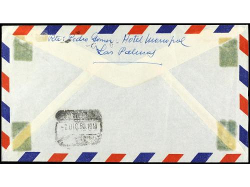 ✉ ESPAÑA. Ed. 1083A/B. 1950. Certificado de LAS PALMAS a MAD