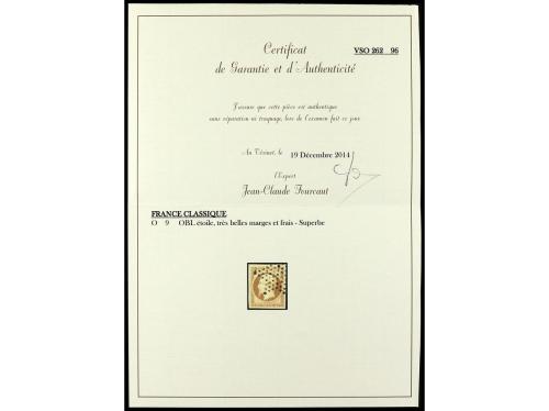 º FRANCIA. Yv. 9. 10 cts. sepia amarillo. Mat. estrella. LUJ