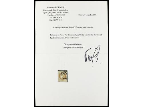 º FRANCIA. Yv. 40A. 2 cts. chocolate claro. Reporte I Mat. f