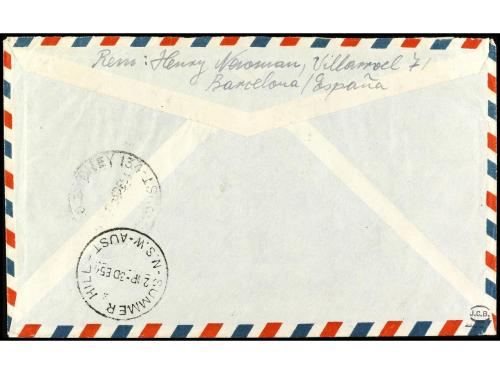 ✉ ESPAÑA. Ed. 1124 y 1038 (3). Certificado de BARCELONA a NU