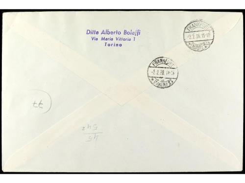 ✉ ITALIA. Yv. Av. 102/6, Sa. A 106/10. 1938. Certificado de 