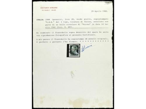 º ITALIA: REPUBLICA SOCIAL ITALIANA. Yv. 1/20, Sa. 470/89. S