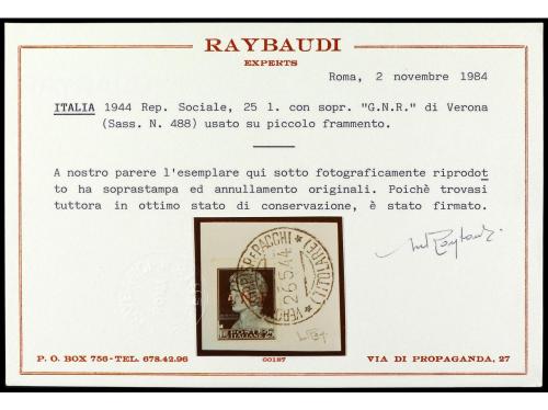 º ITALIA: REPUBLICA SOCIAL ITALIANA. Yv. 1/20, Sa. 470/89. S