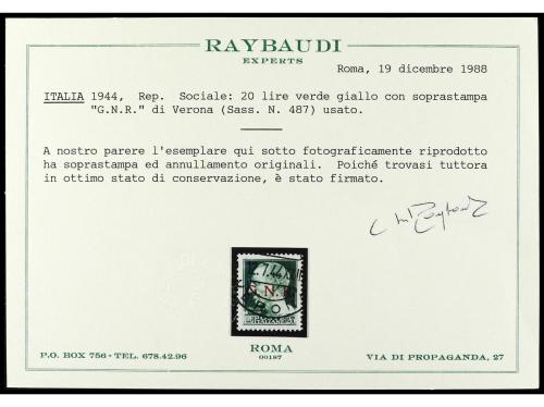 º ITALIA: REPUBLICA SOCIAL ITALIANA. Yv. 1/20, Sa. 470/89. S