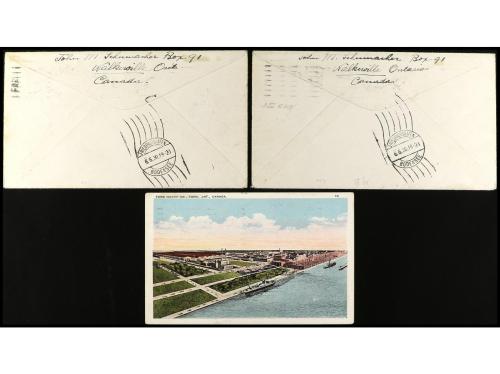 ✉ ESTADOS UNIDOS. Yv. A13/15. SERIE COMPLETA en tres cartas 