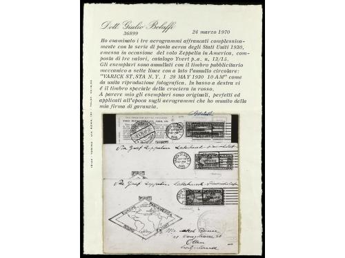 ✉ ESTADOS UNIDOS. Yv. A13/15. SERIE COMPLETA en tres cartas 