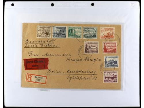 ✉ 1934-1940. COLECCIÓN DE 115 cartas con interesantes franqu