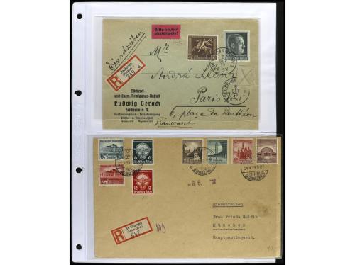 ✉ 1934-1940. COLECCIÓN DE 115 cartas con interesantes franqu