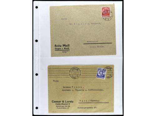 ✉ 1934-1940. COLECCIÓN DE 115 cartas con interesantes franqu