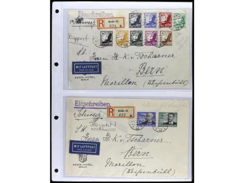 ✉ 1934-1940. COLECCIÓN DE 115 cartas con interesantes franqu