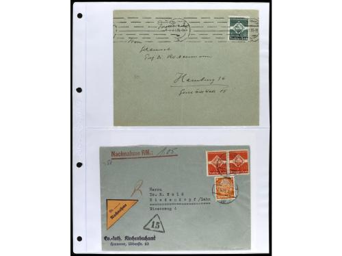 ✉ 1934-1940. COLECCIÓN DE 115 cartas con interesantes franqu