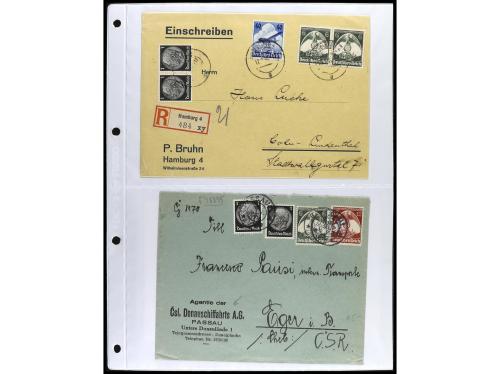 ✉ 1934-1940. COLECCIÓN DE 115 cartas con interesantes franqu