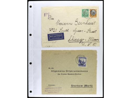 ✉ 1934-1940. COLECCIÓN DE 115 cartas con interesantes franqu