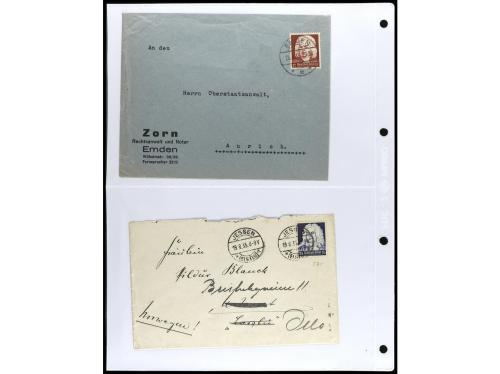 ✉ 1934-1940. COLECCIÓN DE 115 cartas con interesantes franqu