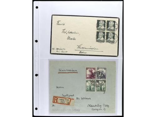 ✉ 1934-1940. COLECCIÓN DE 115 cartas con interesantes franqu