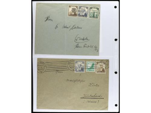 ✉ 1934-1940. COLECCIÓN DE 115 cartas con interesantes franqu