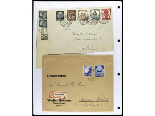 ✉ 1934-1940. COLECCIÓN DE 115 cartas con interesantes franqu