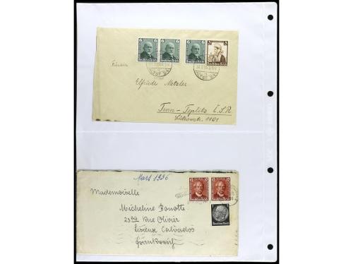 ✉ 1934-1940. COLECCIÓN DE 115 cartas con interesantes franqu