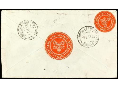 ✉ VATICANO. Yv. 26, 39, 40/3. 1933. Certificado a Checoeslov