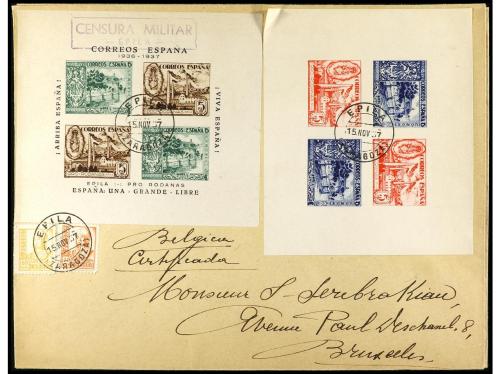 ✉ ESPAÑA GUERRA CIVIL. EPILA. Tres cartas con las HB Gálvez 